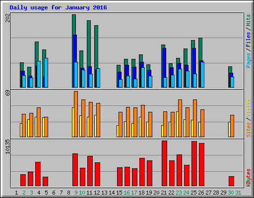 Daily usage for January 2016