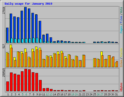 Daily usage for January 2019