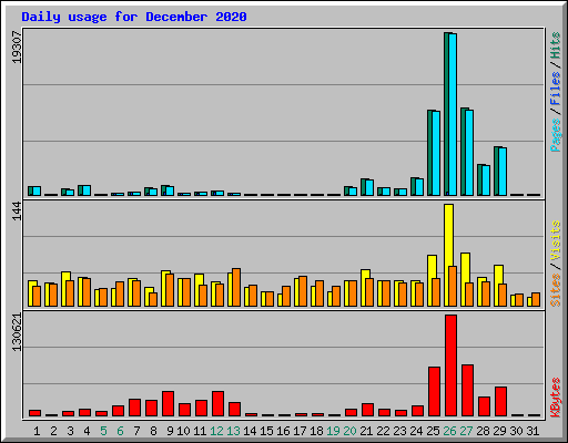 Daily usage for December 2020