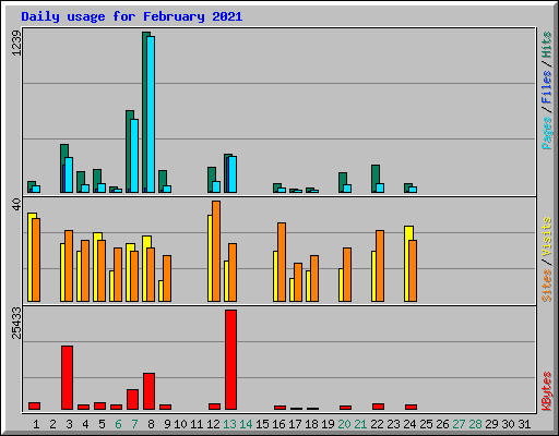 Daily usage for February 2021