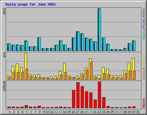 Daily usage for June 2021