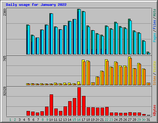 Daily usage for January 2022