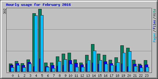 Hourly usage for February 2016