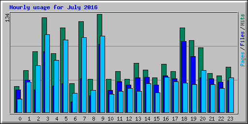 Hourly usage for July 2016