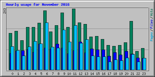 Hourly usage for November 2016