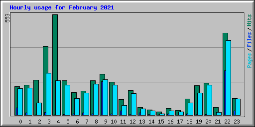 Hourly usage for February 2021